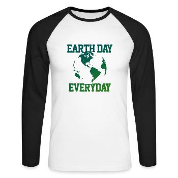 Jour de la terre bio t-shirt femmes cadeau de protection de l'environnement - T-shirt baseball manches longues Homme - blanc/noir - Devant - Nik (191cm)