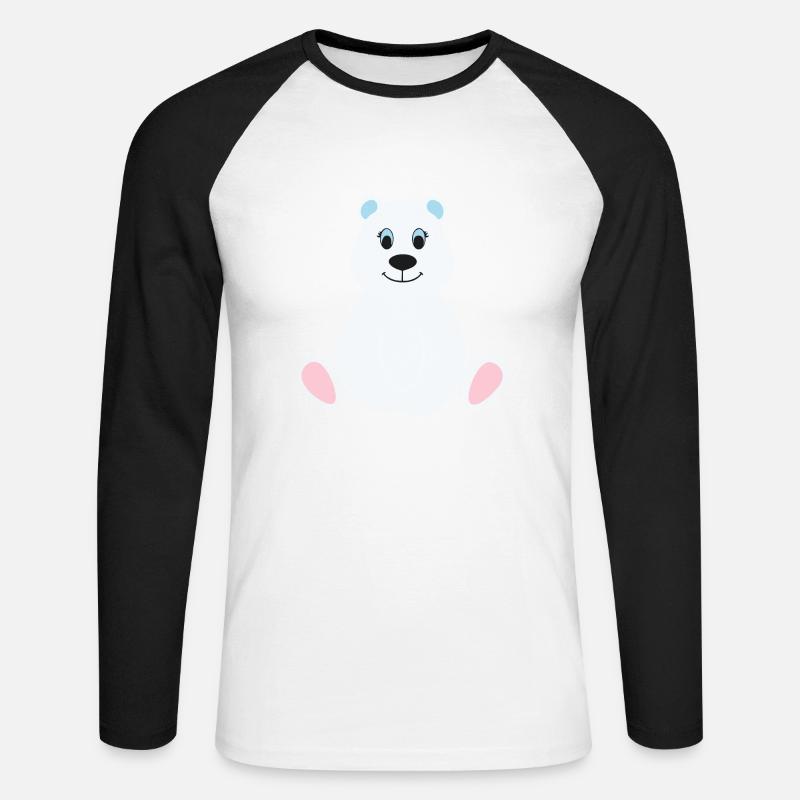 Polarbär Eisbär - Unisex Baseballshirt langarm - Weiß/Schwarz