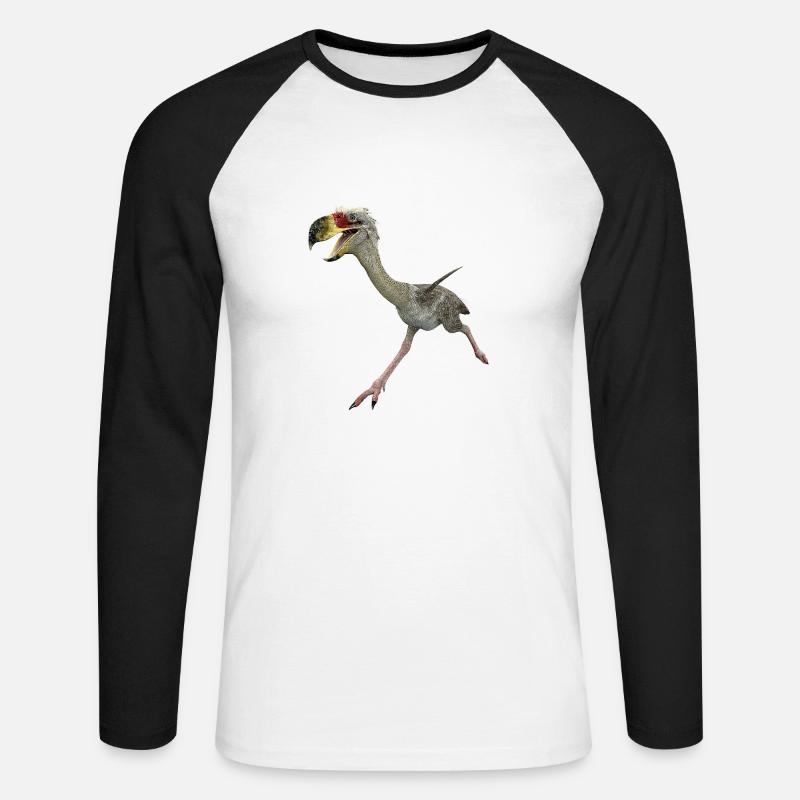 Terrorvogel Phorusrhacos, Vogel - Unisex Baseballshirt langarm - Weiß/Schwarz