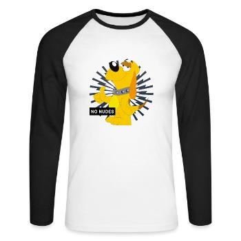 cool chien no porn nudes sexbombe fun cute model - T-shirt baseball manches longues Homme - blanc/noir - Devant - Nik (191cm)