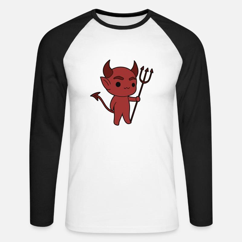 Teufel Dämon - Unisex Baseballshirt langarm - Weiß/Schwarz