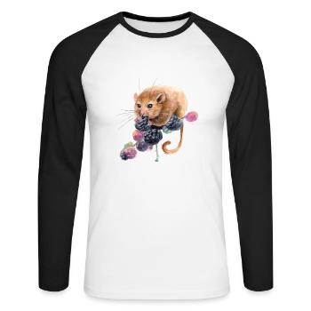Hazel dormouse - Unisex Long Sleeve Baseball T-Shirt - white/black - Front - Nik (191cm)