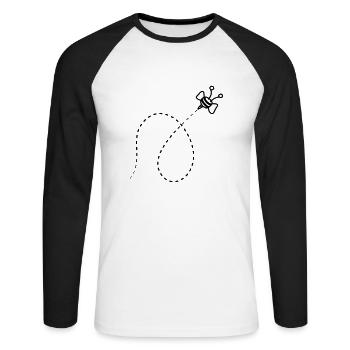 Line Dashed Bee - Unisex Long Sleeve Baseball T-Shirt - white/black - Front - Nik (191cm)