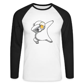 dab dabbing eisbär bier nordpol lustige tshirts 30 - Unisex Baseballshirt langarm - Weiß/Schwarz - Vorne - Nik (191cm)