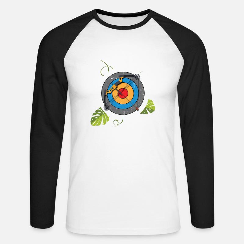 Bogenschützen Zielscheibe Compound Bogen - Unisex Baseballshirt langarm - Weiß/Schwarz
