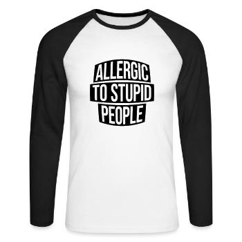 Lettering Stupid People - Unisex Long Sleeve Baseball T-Shirt - white/black - Front - Nik (191cm)