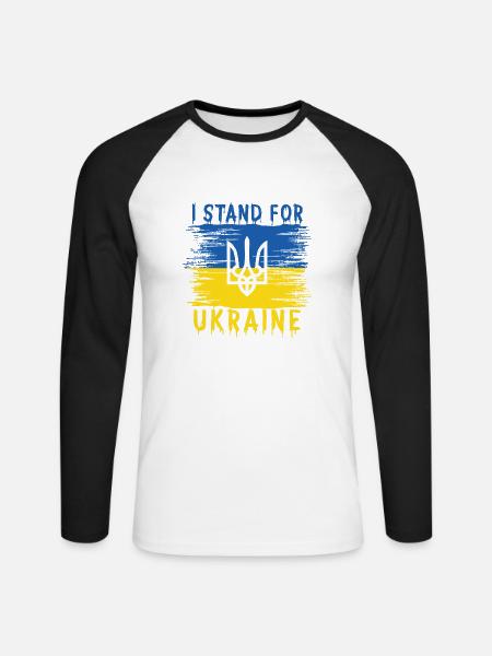 I Stand For Ukraine - Unisex Baseballshirt langarm - Weiß/Schwarz