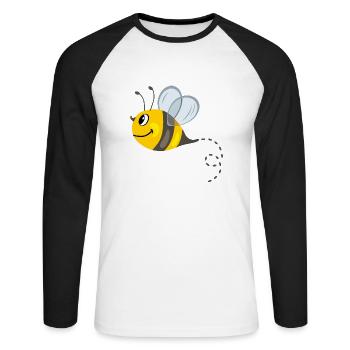 Happy drôle d’abeille - T-shirt baseball manches longues Homme - blanc/noir - Devant - Nik (191cm)