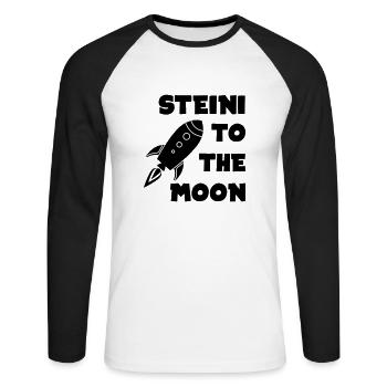 Steinhoff to the Moon - Unisex Baseballshirt langarm - Weiß/Schwarz - Vorne - Nik (191cm)
