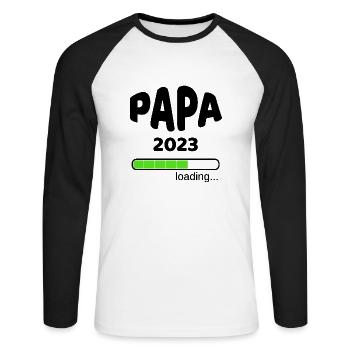 Papa 2023 Geburt Schwangerschaft Babypinkeln Idee - Unisex Baseballshirt langarm - Weiß/Schwarz - Vorne - Nik (191cm)