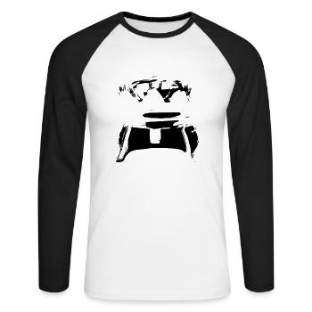 Symbole d’anniversaire du roi de la couronne reine dessiné vecteur - T-shirt baseball manches longues Homme - blanc/noir - Devant - Nik (191cm)