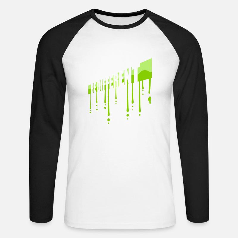 Be different Logo Design - Unisex Baseballshirt langarm - Weiß/Schwarz