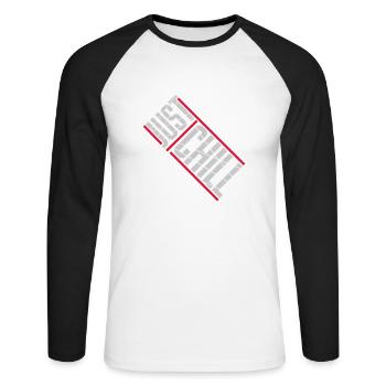 Just Chill Text Logo - Unisex Baseballshirt langarm - Weiß/Schwarz - Vorne - Nik (191cm)