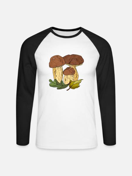 Pilze - Unisex Baseballshirt langarm - Weiß/Schwarz