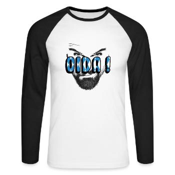 Oida bayrisch dialekt - Unisex Baseballshirt langarm - Weiß/Schwarz - Vorne - Nik (191cm)