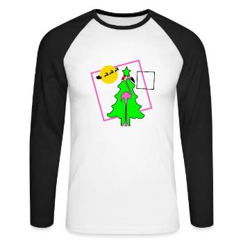 Horrible flamant rose de Noël - T-shirt baseball manches longues Homme - blanc/noir - Devant - Nik (191cm)