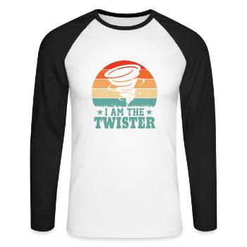 I Am The Twister Meteorologist Meteorology - Unisex Long Sleeve Baseball T-Shirt - white/black - Front - Nik (191cm)
