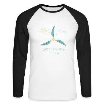 Green Energy is clean energy! Wind Power Statement - Unisex Long Sleeve Baseball T-Shirt - white/black - Front - Nik (191cm)