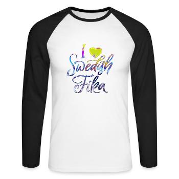 Suède Suède Viking Norden Scandinavie fika - T-shirt baseball manches longues Homme - blanc/noir - Devant - Nik (191cm)