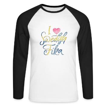 Suède Suède Viking Norden Scandinavie fika - T-shirt baseball manches longues Homme - blanc/noir - Devant - Nik (191cm)