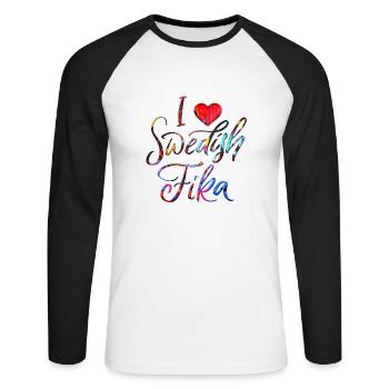 Suède Suède Viking Norden Scandinavie fika - T-shirt baseball manches longues Homme - blanc/noir - Devant - Nik (191cm)