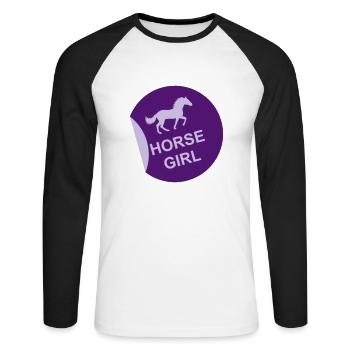 Citation de fille de cheval disant - T-shirt baseball manches longues Homme - blanc/noir - Devant - Nik (191cm)