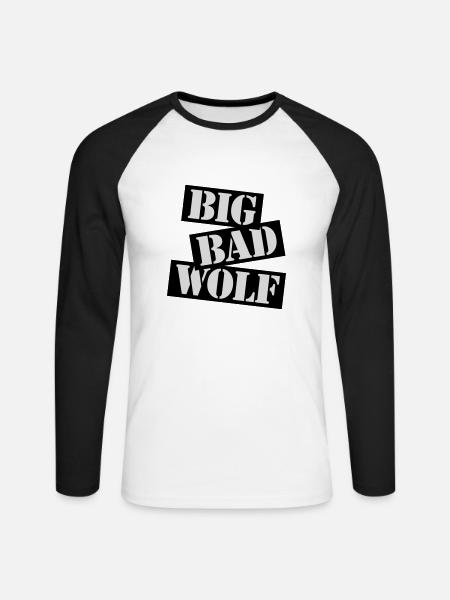 big bad wolf quote - Unisex Long Sleeve Baseball T-Shirt - white/black