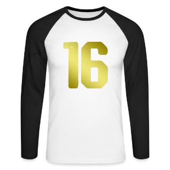16 Maillot numéro - T-shirt baseball manches longues Homme - blanc/noir - Devant - Nik (191cm)