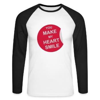 make my heart smile - Unisex Baseballshirt langarm - Weiß/Schwarz - Vorne - Nik (191cm)