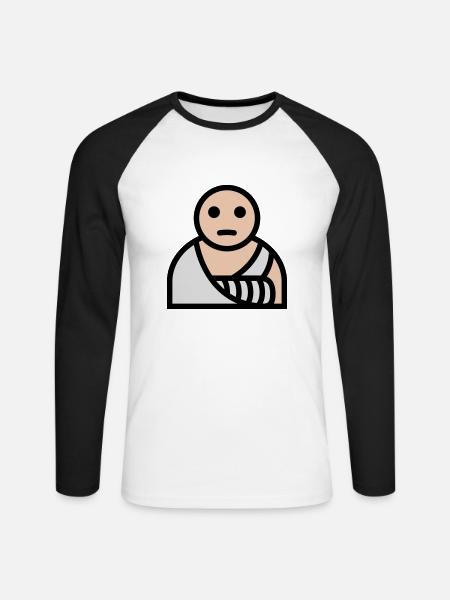 Arm broken plaster bandage - Unisex Long Sleeve Baseball T-Shirt - white/black