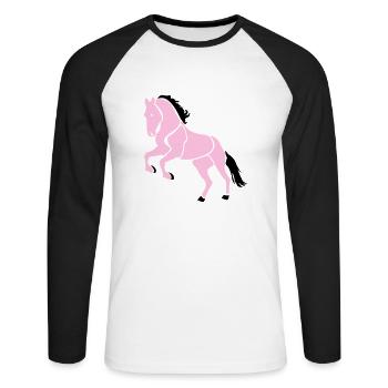 Cabriole cavalière - T-shirt baseball manches longues Homme - blanc/noir - Devant - Nik (191cm)