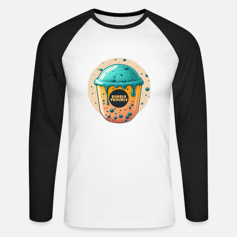 Bubble Trouble Bubble Tea - Unisex Baseballshirt langarm - Weiß/Schwarz