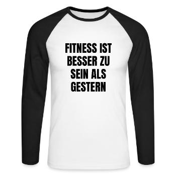 Besser als gestern - Unisex Baseballshirt langarm - Weiß/Schwarz - Vorne - Nik (191cm)