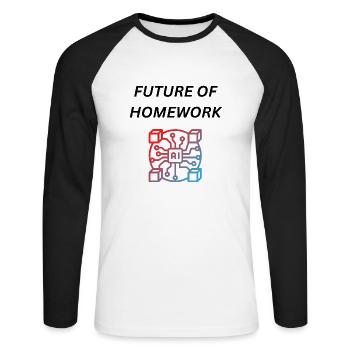 Homework AI Künstliche Intelligenz Wissen Home - Unisex Baseballshirt langarm - Weiß/Schwarz - Vorne - Nik (191cm)