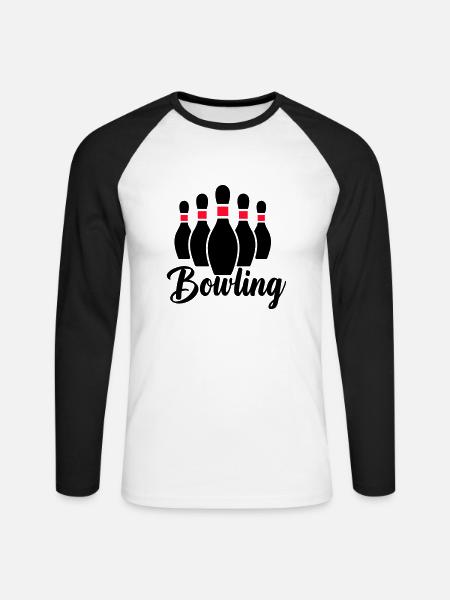 bowling - Unisex Long Sleeve Baseball T-Shirt - white/black