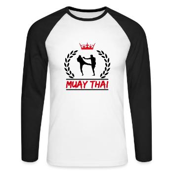 muay thai - Unisex Baseballshirt langarm - Weiß/Schwarz - Vorne - Nik (191cm)