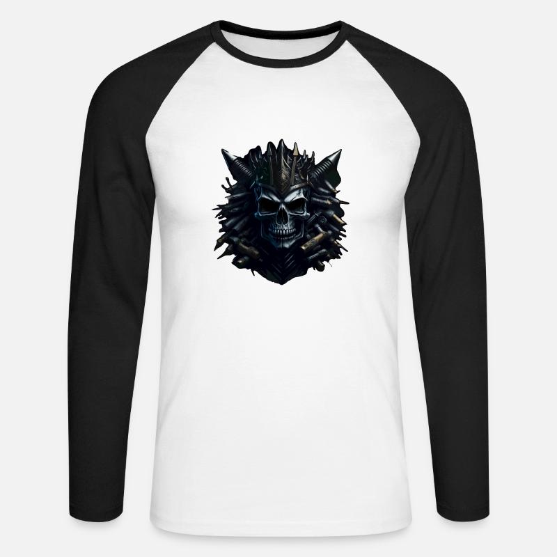 WIKINGER SCHÄDEL I SKULL DESIGN - Unisex Baseballshirt langarm - Weiß/Schwarz