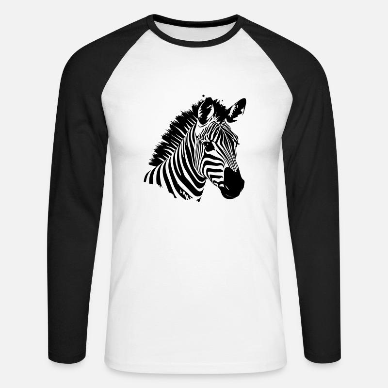 Zebra - Unisex Baseballshirt langarm - Weiß/Schwarz