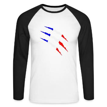 krallen frankreich - Unisex Baseballshirt langarm - Weiß/Schwarz - Vorne - Nik (191cm)