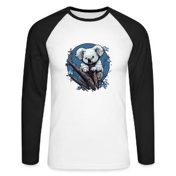 Koala mignon - T-shirt baseball manches longues Homme - blanc/noir - Devant - Nik (191cm)