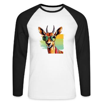 Mokka l'antilope - T-shirt baseball manches longues Homme - blanc/noir - Devant - Nik (191cm)