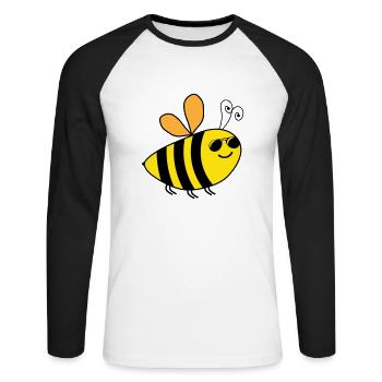 Abeille - T-shirt baseball manches longues Homme - blanc/noir - Devant - Nik (191cm)