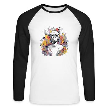 Marc le peintre - T-shirt baseball manches longues Homme - blanc/noir - Devant - Nik (191cm)