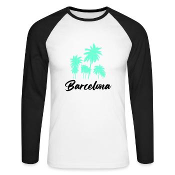 barcelona - Unisex Baseballshirt langarm - Weiß/Schwarz - Vorne - Nik (191cm)