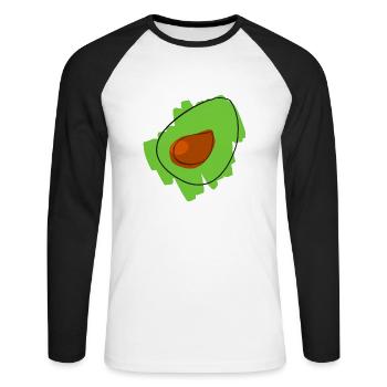 Avocado - Unisex Baseballshirt langarm - Weiß/Schwarz - Vorne - Nik (191cm)
