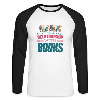 Livre Livres Cadeaux Lecteur Amateur de livres Lecture - T-shirt baseball manches longues Homme - blanc/noir - Devant - Nik (191cm)