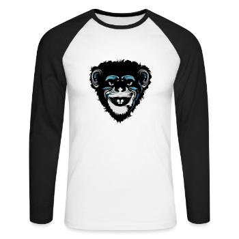head monkey chimpanzee macaque drawing 709 A - Unisex Long Sleeve Baseball T-Shirt - white/black - Front - Nik (191cm)