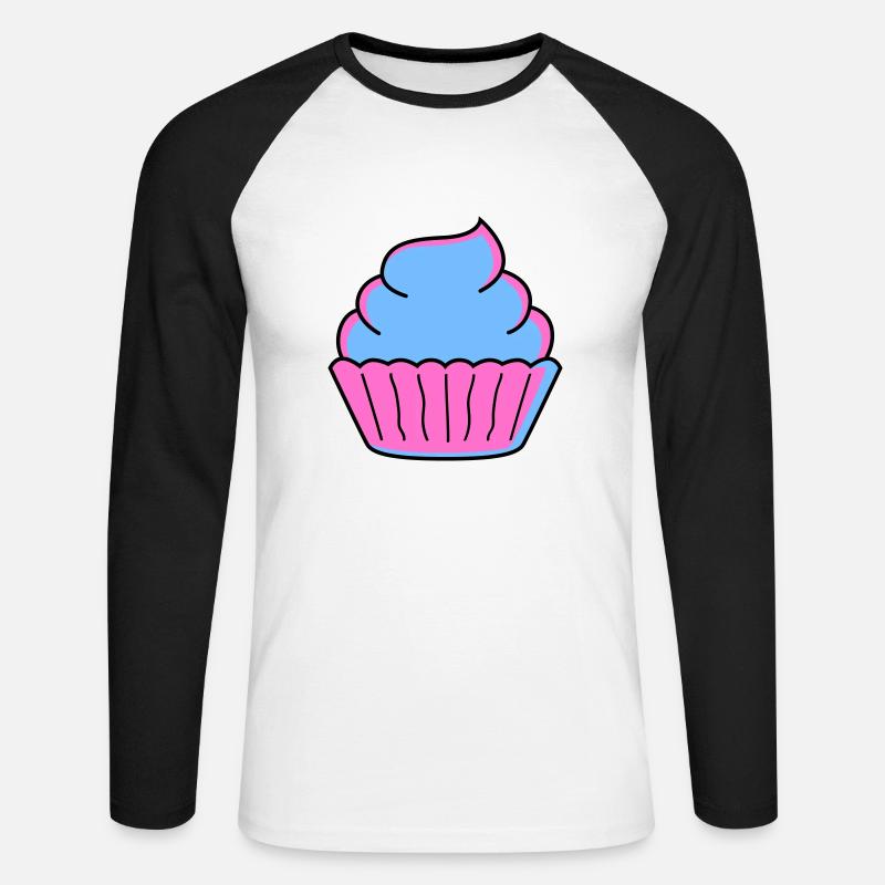 cupcake - Unisex Long Sleeve Baseball T-Shirt - white/black