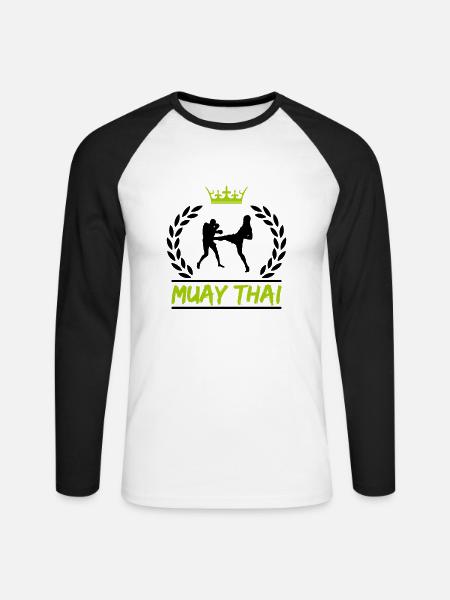 Muay Thai - Unisex Long Sleeve Baseball T-Shirt - white/black