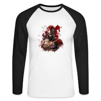 Sparta Design Spartans Grèce Spartan - T-shirt baseball manches longues Homme - blanc/noir - Devant - Nik (191cm)